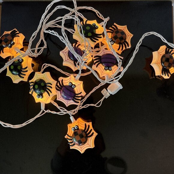 Spider Blow Mold String Lights Halloween Party Decor Vintage 90s Tested Working - Picture 3 of 9